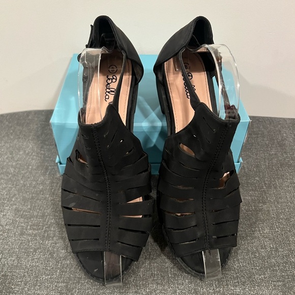 BELLA Black suede Women's block heel Sandals/size 8 - Picture 6 of 16